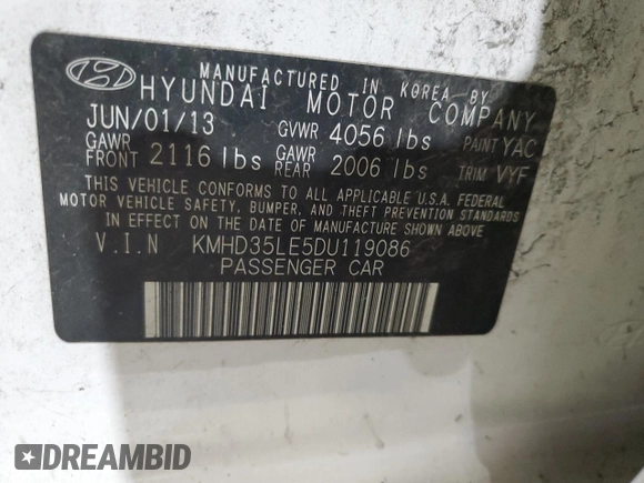 2013 Hyundai Elantra GT with VIN KMHD35LE5DU119086, listed as a Copart auction lot 73553854 with 91,452 mi miles and Salvage Title. Bid and sale history available at carsss.com. Image 12.