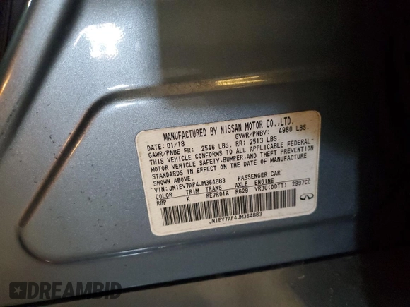 2018 Infiniti Q50 3.0t LUXE with VIN JN1EV7AP4JM364883, listed as a Copart auction lot 51528925 with 0 mi miles and Salvage Title. Bid and sale history available at carsss.com. Image 13.