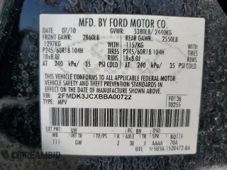 2011 Ford Edge SEL with VIN 2FMDK3JCXBBA00722, listed as a Copart auction lot 53828905 with 254,327 mi miles and Salvage Title. Bid and sale history available at carsss.com. Image 14.
