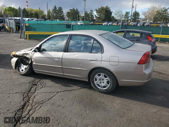 2002 Honda Civic LX with VIN 1HGES16582L007564, listed as a Copart auction lot 54955815 with 106,271 mi miles and Clean Title. Bid and sale history available at DreamBid. Image 2.