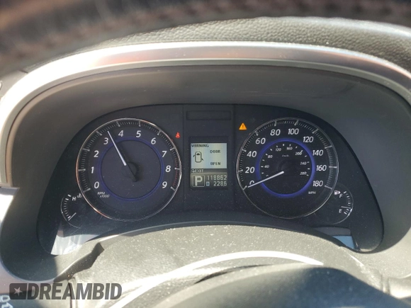 2014 Infiniti QX70 with VIN JN8CS1MU1EM451534, listed as a Copart auction lot 52677335 with 118,862 mi miles and Salvage Title. Bid and sale history available at DreamBid. Image 9.