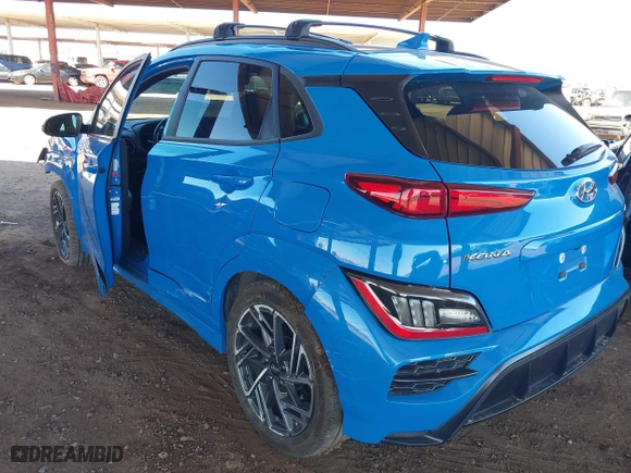 2022 Hyundai Kona N Line with VIN KM8K33A36NU824980, listed as a IAAI auction lot 41814053 with 1 mi miles. Bid and sale history available at carsss.com. Image 3.