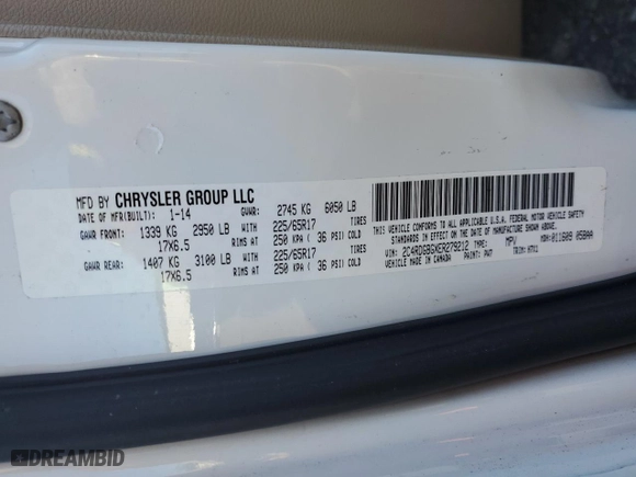 2014 Dodge Grand Caravan SE with VIN 2C4RDGBGXER279212, listed as a Copart auction lot 52790285 with 136,596 mi miles and Clean Title. Bid and sale history available at carsss.com. Image 13.
