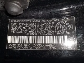 2010 Toyota Prius II with VIN JTDKN3DU1A1302109, listed as a IAAI auction lot 42018896 with 125,169 mi miles. Bid and sale history available at carsss.com. Image 9.