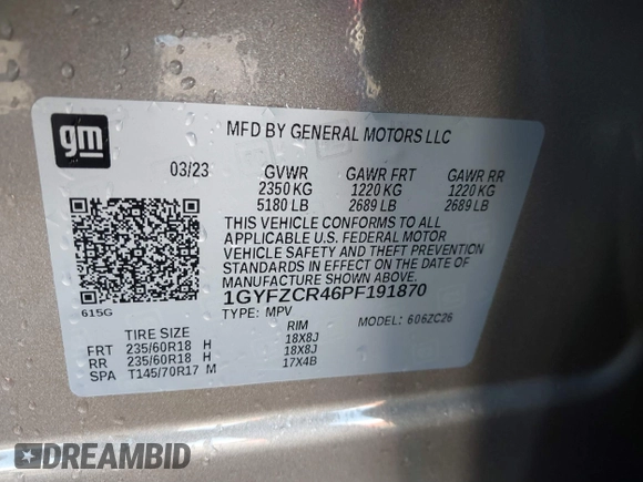 2023 Cadillac XT4 FWD Premium Luxury with VIN 1GYFZCR46PF191870, listed as a IAAI auction lot 40902968 with 25,653 mi miles and . Bid and sale history available at DreamBid. Image 9.