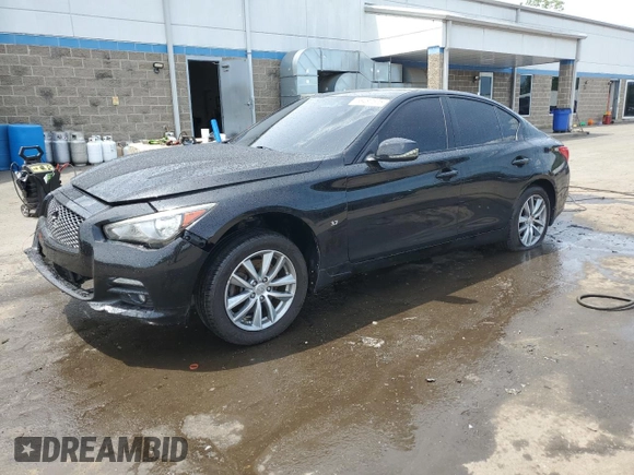 2014 Infiniti Q50 Sport with VIN JN1BV7AR8EM707401, listed as a Copart auction lot 58487675 with 125,487 mi miles and Salvage title. Bid and sale history available at DreamBid. Image 1.