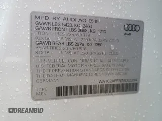 2016 Audi Q5 Premium z VIN WA1C2AFP7GA002294, wystawiony jako Copart lot #52130665 z przebiegiem 39 768 mil mil oraz Szkoda całkowita • Salvage title. Historia ofert i sprzedaży dostępna na DreamBid. Obrazek 13.