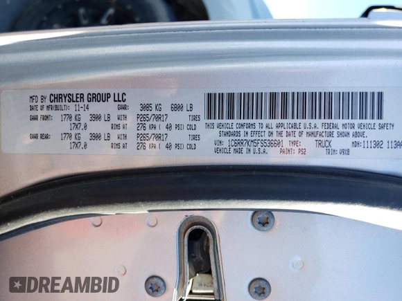 2015 Ram 1500 Tradesman with VIN 1C6RR7KM5FS536601, listed as a Copart auction lot 44493995 with 163,728 mi miles and Clean title. Bid and sale history available at DreamBid. Image 12.