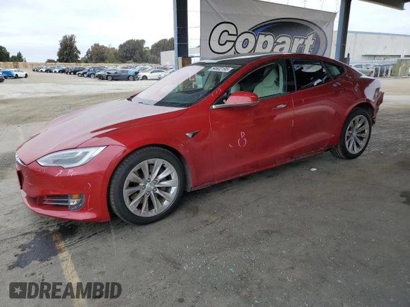 2017 Tesla Model S 100D with VIN 5YJSA1E29HF229425, listed as a Copart auction lot 54602195 with 128,886 mi miles and Salvage Title. Bid and sale history available at DreamBid. Image 1.