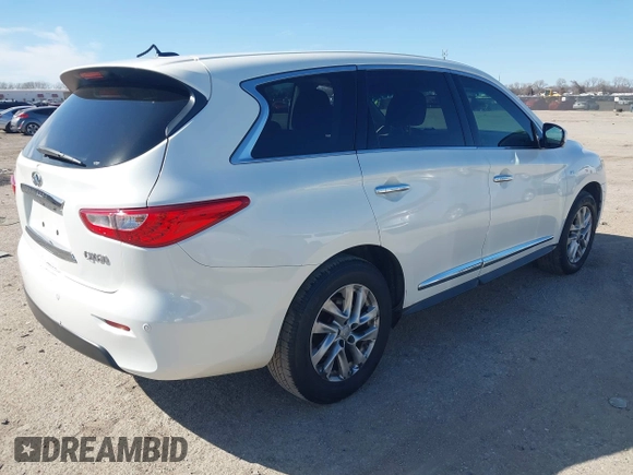 2014 Infiniti QX60 with VIN 5N1AL0MN4EC550191, listed as a IAAI auction lot 41702478 with 176,885 mi miles. Bid and sale history available at carsss.com. Image 4.
