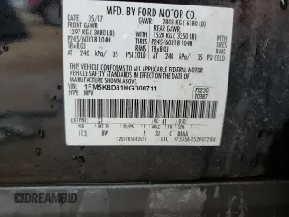 2017 Ford Explorer XLT с VIN 1FM5K8D81HGD00711, выставлен на аукционе Copart как лот 61385325 с пробегом 162 028 миль миль и Списание • Salvage title. История ставок и продаж доступна на DreamBid. Изображение 13.