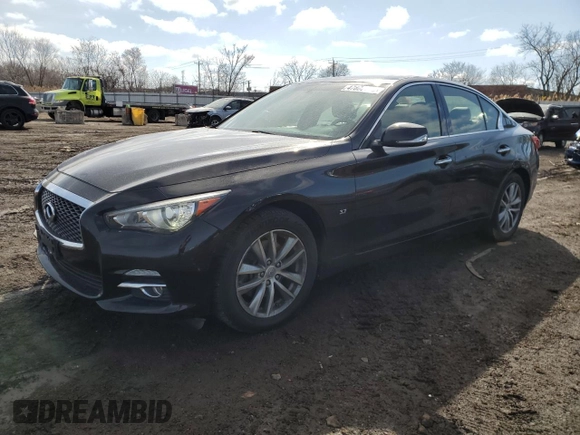 2014 Infiniti Q50 with VIN JN1BV7AR2EM680986, listed as a Copart auction lot 47802735 with 165,946 mi miles and Salvage Title. Bid and sale history available at DreamBid. Image 1.