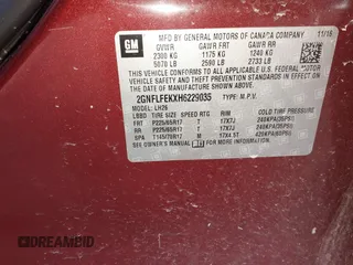 2017 Chevrolet Equinox LT with VIN 2GNFLFEKXH6229035, listed as a IAAI auction lot 41893070 with 209,175 mi miles and . Bid and sale history available at DreamBid. Image 9.