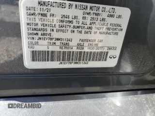 2022 Infiniti Q50 Luxe z VIN JN1EV7BP3NM311242, wystawiony jako Copart lot #80531574 z przebiegiem 62 453 mil mil oraz Szkoda całkowita • Salvage title. Historia ofert i sprzedaży dostępna na DreamBid. Obrazek 13.