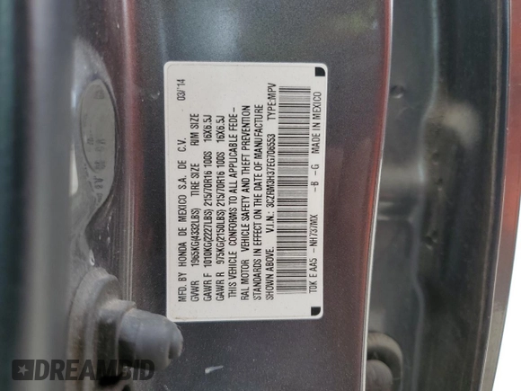 2014 Honda CR-V LX z VIN 3CZRM3H37EG706553, wystawiony jako Copart lot #55880975 z przebiegiem 180 394 mil mil oraz Szkoda całkowita • Salvage title. Historia ofert i sprzedaży dostępna na DreamBid. Obrazek 14.