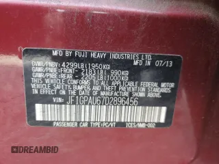 2013 Subaru Impreza Special Sports Limited с VIN JF1GPAU67D2896456, выставлен на аукционе Copart как лот 60576645 с пробегом 107 690 миль миль и Списание • Salvage title. История ставок и продаж доступна на DreamBid. Изображение 13.