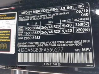 2015 Mercedes-Benz M 400 with VIN 4JGDA5GB3FA565277, listed as a IAAI auction lot 41590051 with 75,980 mi miles and . Bid and sale history available at DreamBid. Image 9.