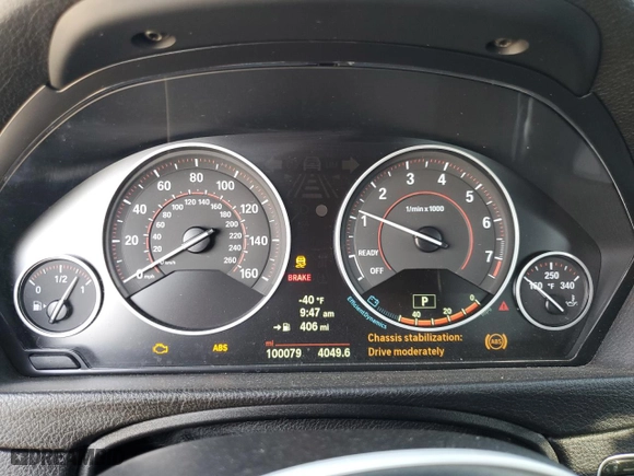 2014 BMW 3 Series 335i xDrive with VIN WBA3B9G53ENR92350, listed as a Copart auction lot 49102815 with 100,079 mi miles and Salvage Title. Bid and sale history available at carsss.com. Image 9.
