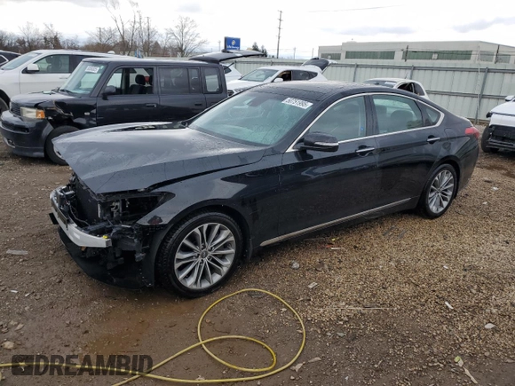 2017 Genesis G80 3.8L with VIN KMHGN4JE9HU175851, listed as a Copart auction lot 50751995 with 97,300 mi miles and Salvage title. Bid and sale history available at DreamBid. Image 1.