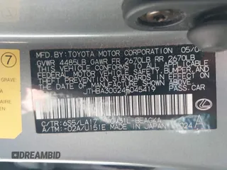 2004 Lexus ES 350 with VIN JTHBA30G245045419, listed as a IAAI auction lot 42616924 with 168,812 mi miles and . Bid and sale history available at DreamBid. Image 9.