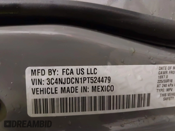 2023 Jeep Compass Limited с VIN 3C4NJDCN1PT524479, выставлен на аукционе IAAI как лот 41955772 с пробегом 40 125 миль миль и . История ставок и продаж доступна на DreamBid. Изображение 9.