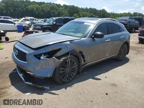 2017 Infiniti QX70 with VIN JN8CS1MU5HM141116, listed as a Copart auction lot 62124125 with 134,038 mi miles and Salvage title. Bid and sale history available at DreamBid. Image 1.
