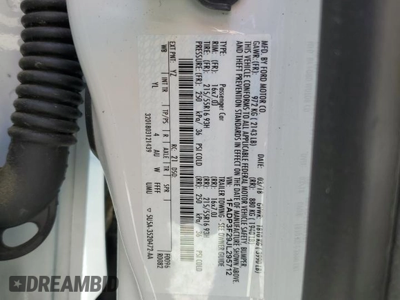 2018 Ford Focus SE z VIN 1FADP3F29JL295712, wystawiony jako Copart lot #53361485 z przebiegiem 55 857 mil mil oraz Szkody całkowita. Historia ofert i sprzedaży dostępna na DreamBid. Obrazek 14.