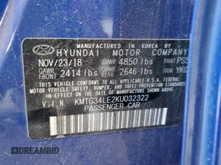 2019 Genesis G70 3.3T Advanced with VIN KMTG34LE2KU032322, listed as a Copart auction lot 66004014 with 24,852 mi miles and Salvage Title. Bid and sale history available at carsss.com. Image 12.