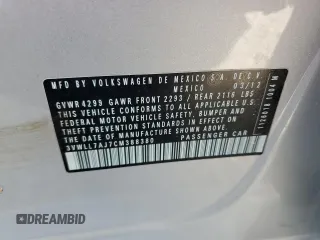 2012 Volkswagen Jetta TDI w/Premium с VIN 3VWLL7AJ7CM388380, выставлен на аукционе Copart как лот 51874145 с пробегом 128 270 миль миль и Списание • Salvage title. История ставок и продаж доступна на DreamBid. Изображение 14.