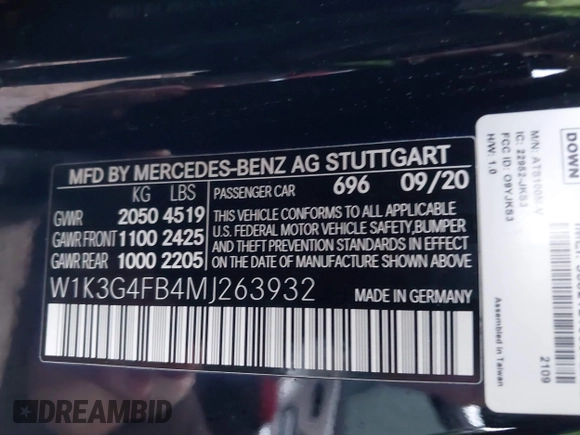 2021 Mercedes-Benz A 220 с VIN W1K3G4FB4MJ263932, выставлен на аукционе IAAI как лот 41407026 с пробегом 67 451 миль миль и . История ставок и продаж доступна на DreamBid. Изображение 9.