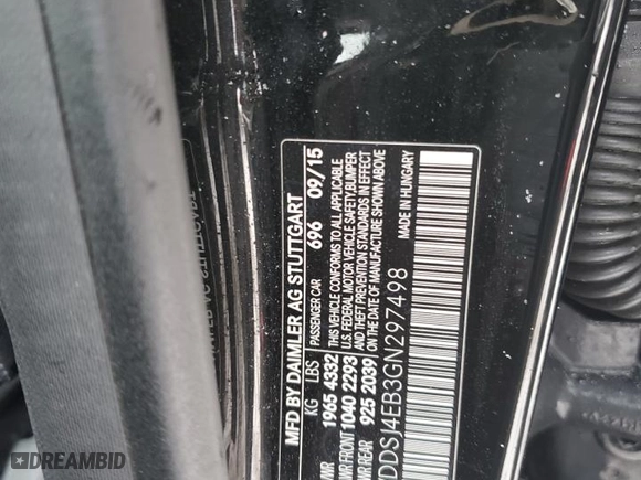 2016 Mercedes-Benz CLA with VIN WDDSJ4EB3GN297498, listed as a Copart auction lot 43345975 with NaN miles and Salvage Title. Bid and sale history available at carsss.com. Image 12.
