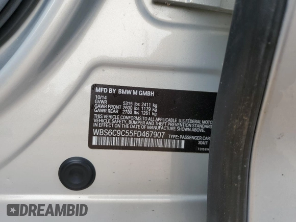 2015 BMW M6 z VIN WBS6C9C55FD467907, wystawiony jako Copart lot #72682374 z przebiegiem 25 841 mil mil oraz Szkoda całkowita • Salvage title. Historia ofert i sprzedaży dostępna na DreamBid. Obrazek 13.