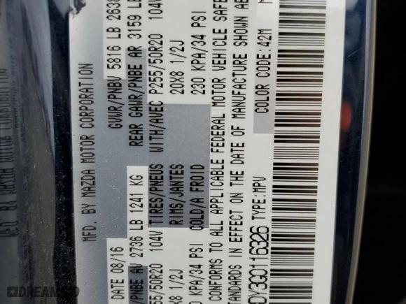 2016 Mazda CX-9 Grand Touring with VIN JM3TCBDY3G0116326, listed as a Copart auction lot 47639115 with 70,661 mi miles and Salvage Title. Bid and sale history available at carsss.com. Image 13.