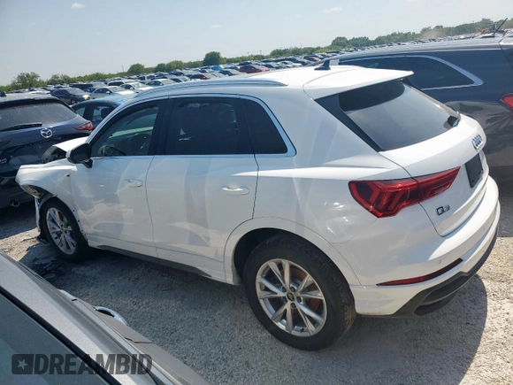 2023 Audi Q3 S line Premium with VIN WA1DECF35P1054849, listed as a Copart auction lot 58766615 with 43,588 mi miles and Salvage title. Bid and sale history available at DreamBid. Image 2.