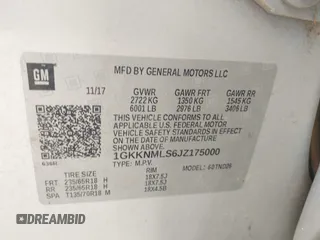 2018 GMC Acadia SLT with VIN 1GKKNMLS6JZ175000, listed as a IAAI auction lot 42136517 with 169,641 mi miles and . Bid and sale history available at DreamBid. Image 9.