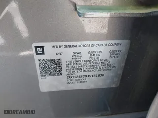 2018 Chevrolet Impala Premier with VIN 2G1125S30J9151830, listed as a IAAI auction lot 41751514 with 89,180 mi miles. Bid and sale history available at carsss.com. Image 9.
