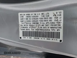 2004 Honda CR-V EX with VIN SHSRD78864U202534, listed as a IAAI auction lot 42206841 with 191,641 mi miles and . Bid and sale history available at carsss.com. Image 9.