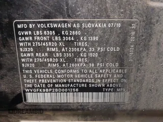 2011 Volkswagen Touareg Sport с VIN WVGFK9BP2BD001256, выставлен на аукционе IAAI как лот 41503097 с пробегом 201 301 миль миль и . История ставок и продаж доступна на DreamBid. Изображение 9.