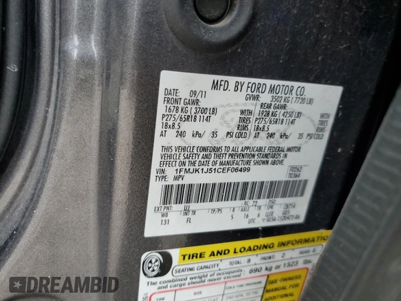 2012 Ford Expedition Max King Ranch with VIN 1FMJK1J51CEF06499, listed as a Copart auction lot 44769005 with 146,992 mi miles and Salvage title. Bid and sale history available at DreamBid. Image 13.