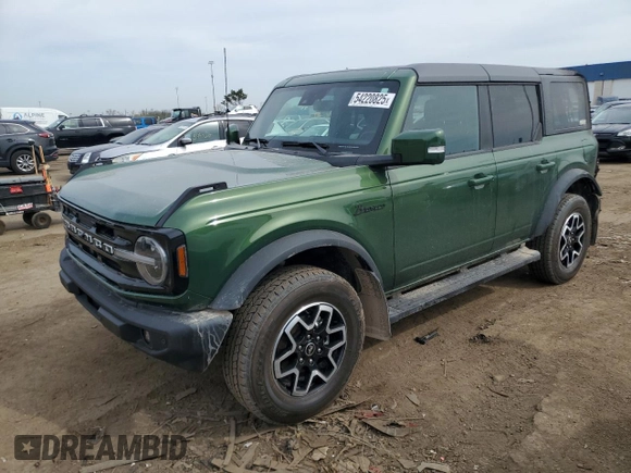 2022 Ford Bronco with VIN 1FMEE5BP9NLB50804, listed as a Copart auction lot 54220825 with 22,080 mi miles and Salvage title. Bid and sale history available at DreamBid. Image 1.
