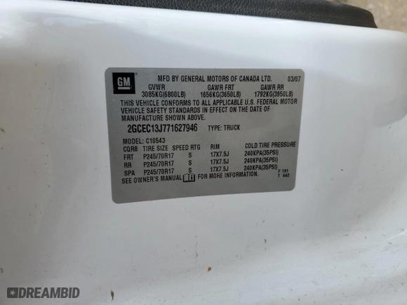 2007 Chevrolet Silverado 1500 LTZ with VIN 2GCEC13J771627946, listed as a Copart auction lot 51911375 with 213,442 mi miles and Salvage Title. Bid and sale history available at carsss.com. Image 12.