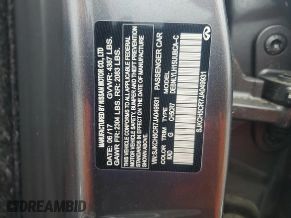 2018 Infiniti QX30 Premium with VIN SJKCH5CR7JA049931, listed as a Copart auction lot 52024955 with 94,588 mi miles and Clean title. Bid and sale history available at DreamBid. Image 13.