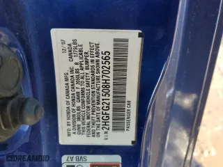 2008 Honda Civic Cpe Si with VIN 2HGFG21508H702565, listed as a Copart auction lot 46374445 with 234,027 mi miles and Salvage Title. Bid and sale history available at carsss.com. Image 12.