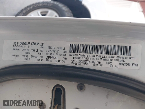 2014 Ram 2500 Tradesman with VIN 3C6UR5HJ6EG243386, listed as a IAAI auction lot 42530439 with 229,689 mi miles and . Bid and sale history available at DreamBid. Image 9.