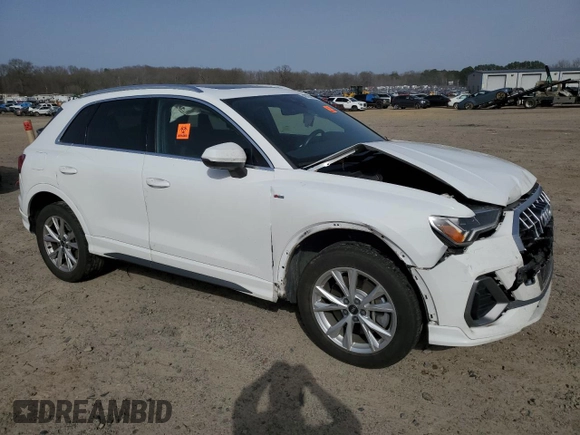 2023 Audi Q3 S line Premium with VIN WA1DECF38P1040315, listed as a Copart auction lot 48264235 with 53,683 mi miles and Salvage title. Bid and sale history available at DreamBid. Image 4.