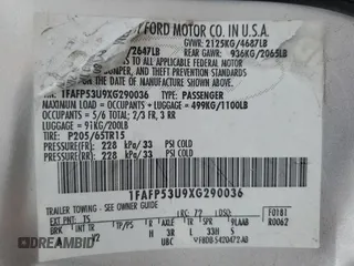 1999 Ford Taurus SE with VIN 1FAFP53U9XG290036, listed as a Copart auction lot 53505065 with 200,149 mi miles and Salvage title. Bid and sale history available at DreamBid. Image 13.