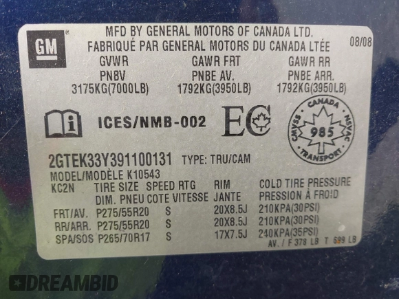 2009 GMC Sierra 1500 z VIN 2GTEK33Y391100131, wystawiony jako IAAI lot #42292487 z przebiegiem 197 968 mil mil oraz . Historia ofert i sprzedaży dostępna na DreamBid. Obrazek 9.
