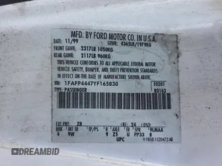 2000 Ford Mustang with VIN 1FAFP4447YF165830, listed as a Copart auction lot 48740405 with 217,792 mi miles and Salvage Title. Bid and sale history available at carsss.com. Image 12.