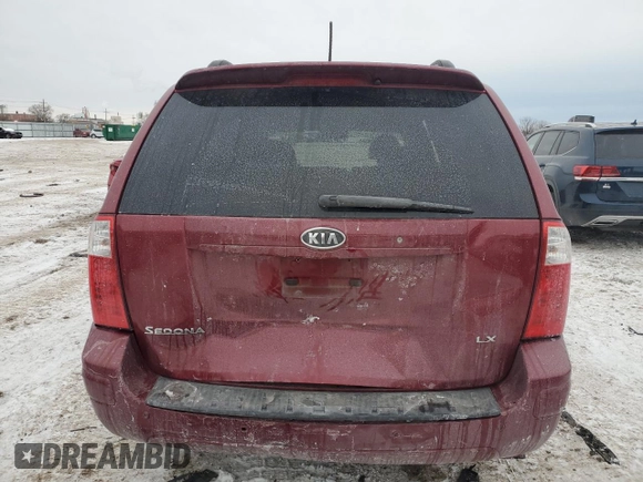 2009 Kia Sedona LX with VIN KNDMB233396271268, listed as a Copart auction lot 45562985 with 263,296 mi miles and Salvage Title. Bid and sale history available at carsss.com. Image 6.
