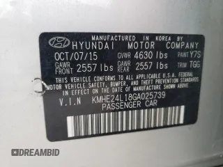 2016 Hyundai Sonata Hybrid SE with VIN KMHE24L18GA025739, listed as a Copart auction lot 64456913 with 97,835 mi miles. Bid and sale history available at carsss.com. Image 14.